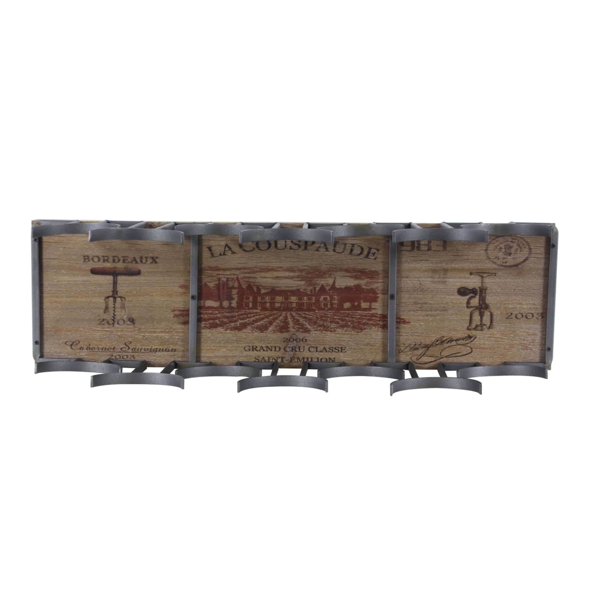 26" Brown Metal Industrial Wine Holder